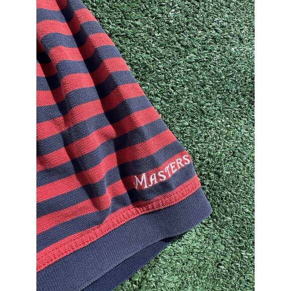Masters Collection Mens Size XL Golf Polo Red/Navy Stripe Shirt - Picture 3 of 9